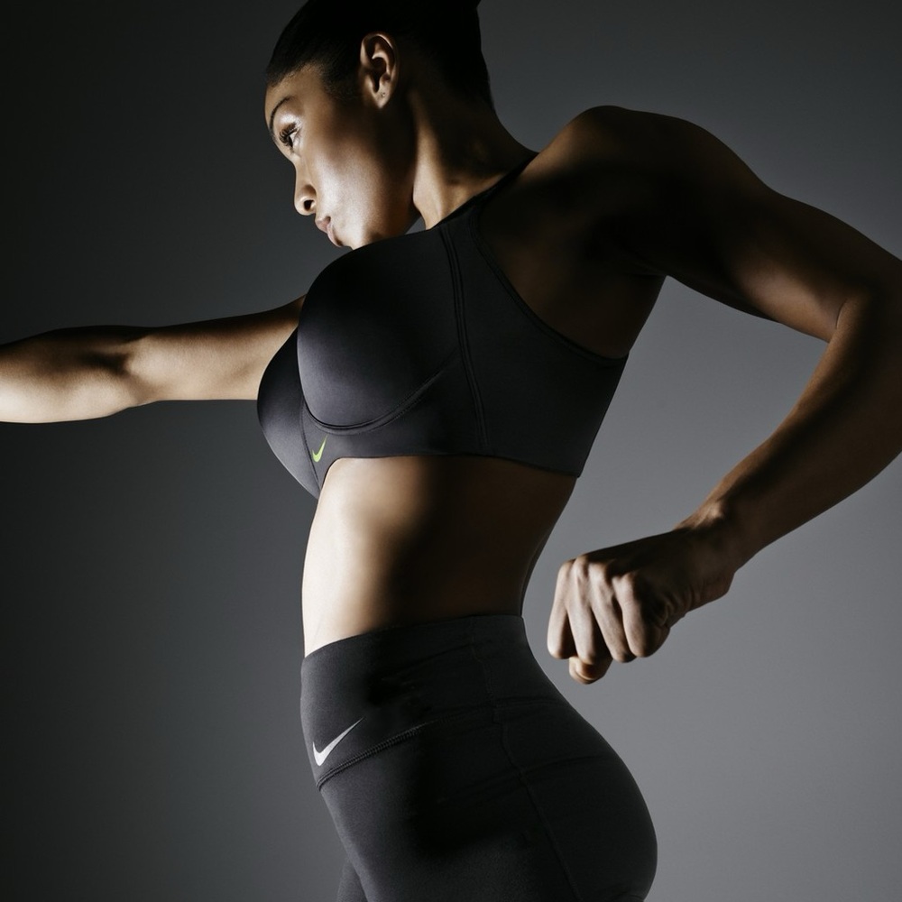 Nike Pro Hero 360 Support Sports Bra - Black/Green - Picture 7 of 12